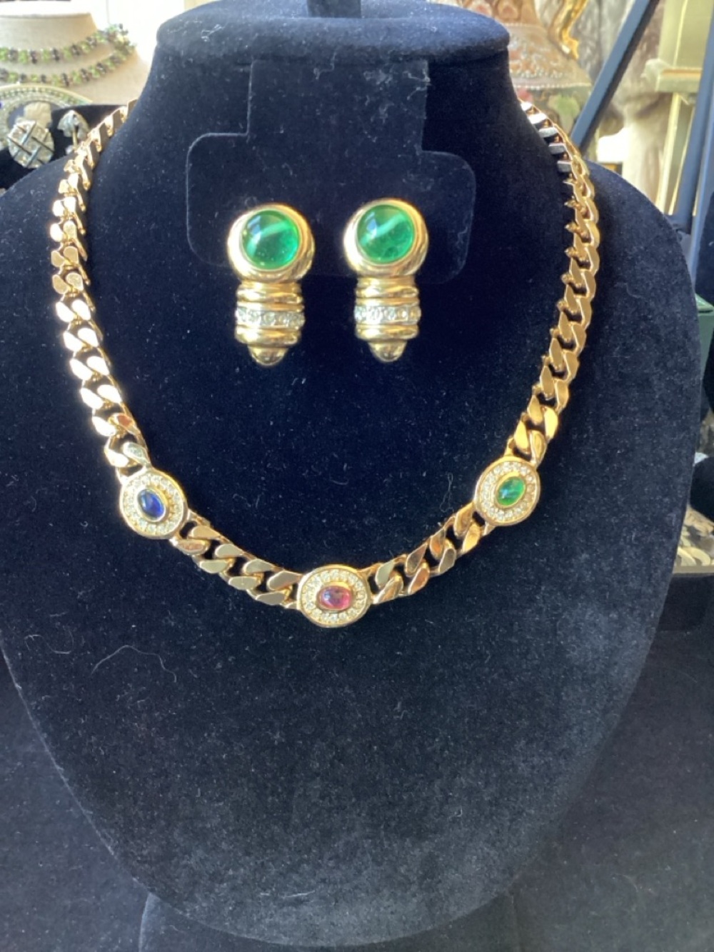 Vintage 70’s Christian Dior Multi-Cabochon Necklacd - Picture 2 of 11